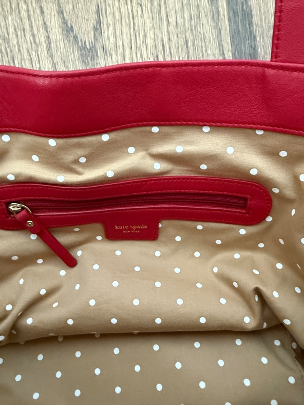 kate spade Red Leather Tote Bag NWOT $350 with dust bag - Picture 7 of 9